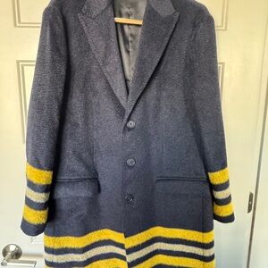 Italian Navy Blue Striped Men's Coat